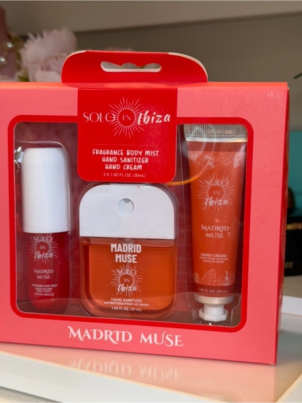 Madrid Muse NIB Giftable Fragrance Body Mist, Hand Sanitizer & Hand Cream Set
